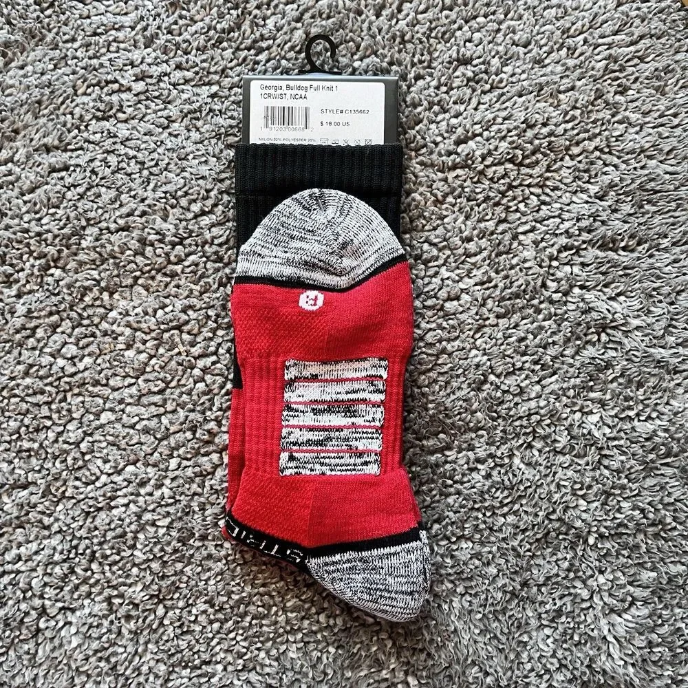 New Strideline Univeristy of Georgia‎ UGA Crew Socks Mens M/L 8-12